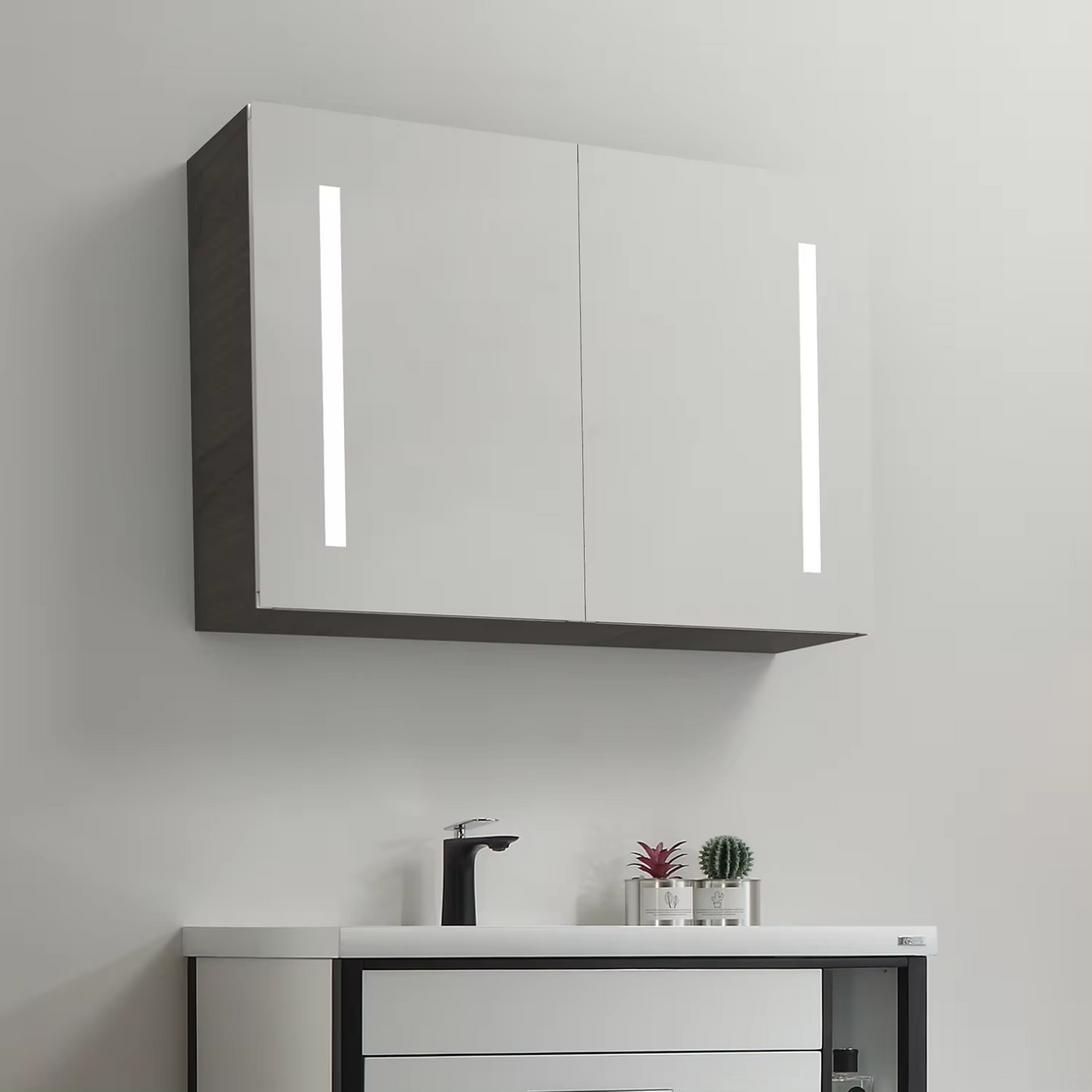 Espejo de almacenamiento montado en la pared de aluminio, resistente al agua, con calefacción iluminada, Sensor Led, botiquín de baño