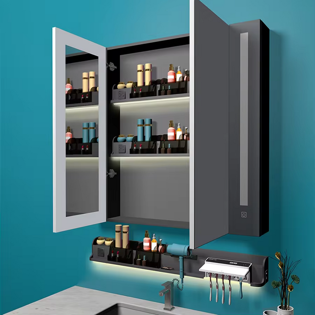 Mueble de baño familiar para el hogar, estante colgante de almacenamiento grande de pared multiusos con luz 