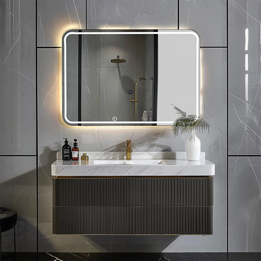 Fiesono Family Square, buena calidad, precio barato, espejo LED para baño, salón de maquillaje para espacios pequeños 