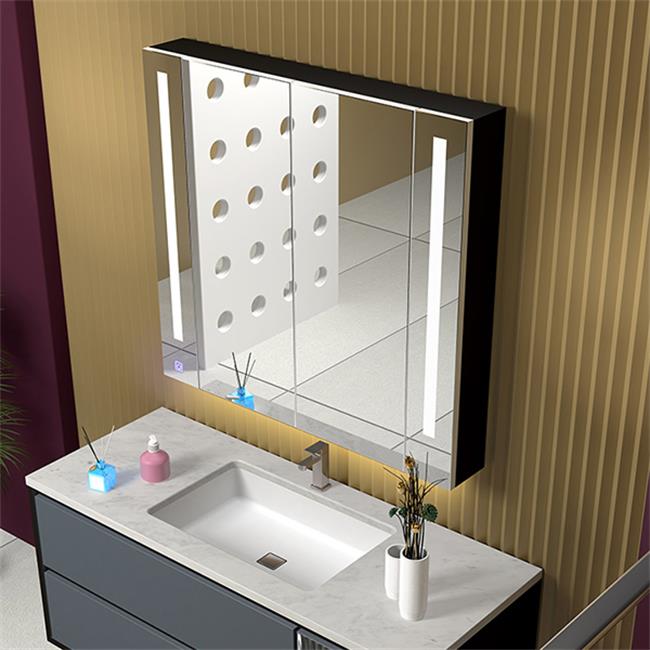 Moderno lavabo doble de lujo montado en la pared, mueble de tocador para baño, muebles impermeables, gabinetes con espejo flotante