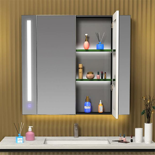 Moderno diseño dorado europeo, montaje en pared, tocador de baño, conjunto de espejo para lavabo, mueble de lavabo de baño impermeable